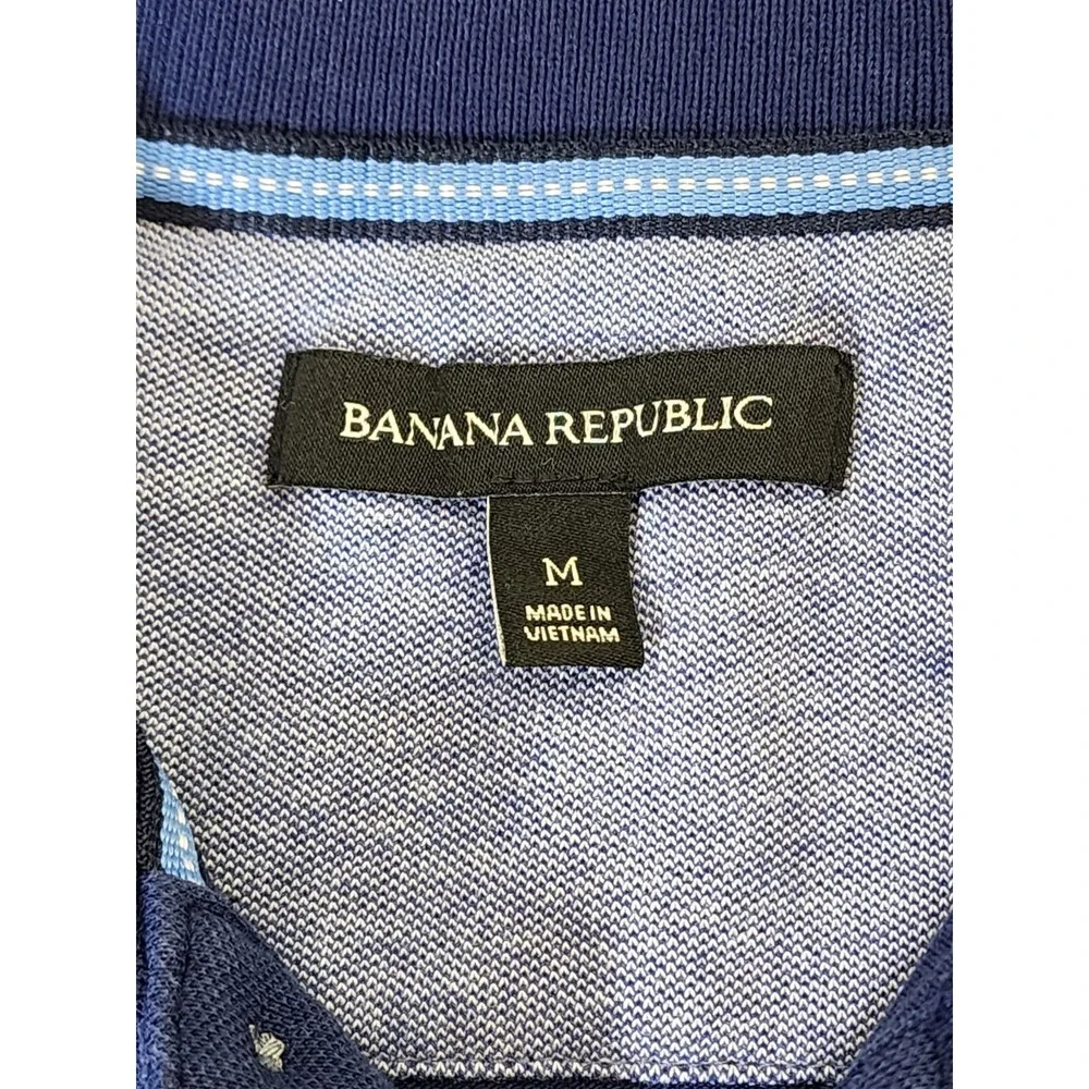 Banana Republic 78 Logo Polo Mens Size Medium Short Sleeve Blue 3‎ Button Shirt